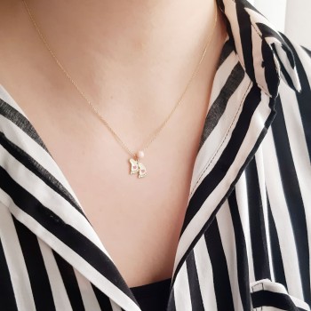 Χρυσό κολιέ πατουσάκια Κ14