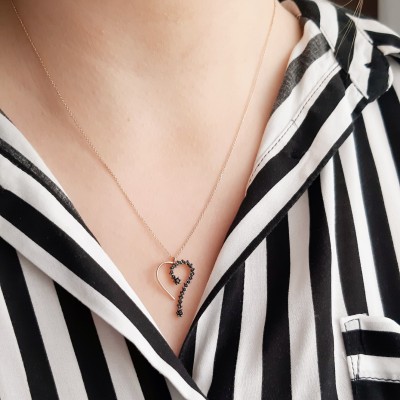 Κολιέ από ροζ χρυσό Κ14 με ζιργκόν