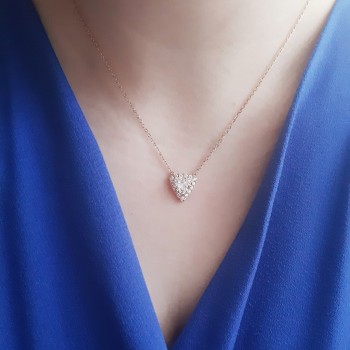 Ροζ χρυσό κολιέ τρίγωνο Κ14 με ζιργκόν