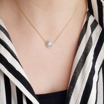 Κολιέ ροζέτα χρυσό Κ14 με ζιργκόν