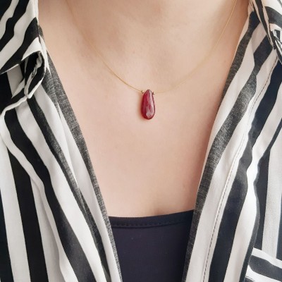 Κολιέ με ρουμπίνι και χρυσό Κ14