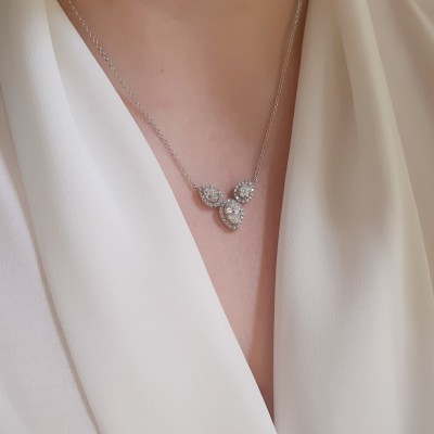 Λευκόχρυσο νυφικό κολιέ σταγόνες Κ14