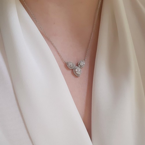 Λευκόχρυσο νυφικό κολιέ σταγόνες Κ14