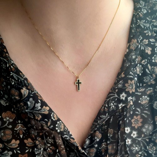 Χρυσό κολιέ με σταυρό Κ14