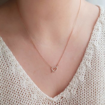 Κολιέ από ροζ χρυσό Κ14 με ζιργκόν