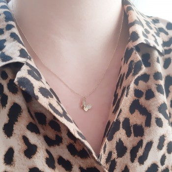 Χρυσό κολιέ πεταλούδα Κ14 με ζιργκόν