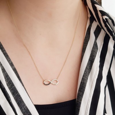 Χρυσό κολιέ άπειρο Κ14 με ζιργκόν