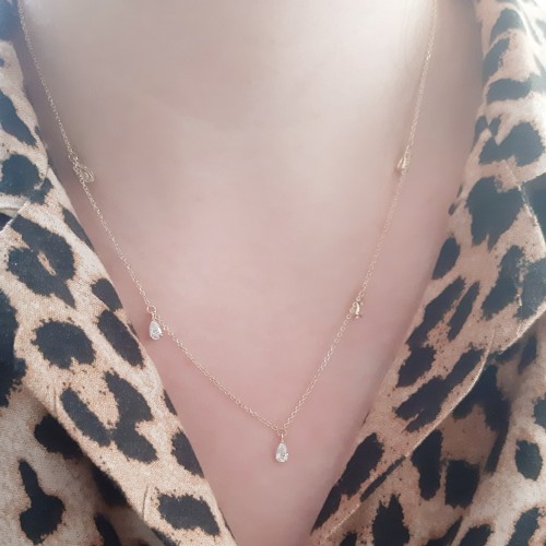 Χρυσό κολιέ Κ14 με σταγόνες