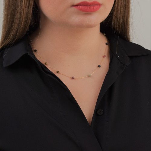 Χρυσό κολιέ Κ14 με τουρμαλίνη