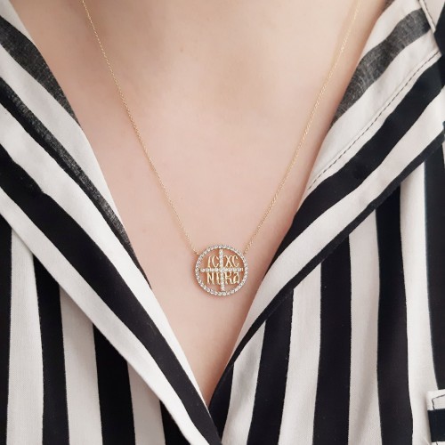 Χρυσό κολιέ κωνσταντινάτο Κ14 με ζιργκόν