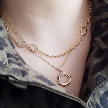 Ασημένιο επιχρυσωμένο κολιέ κύκλος 925