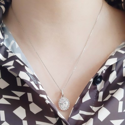 Ασημένιο κολιέ ροζέτα 925 με ζιργκόν