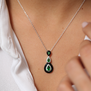 Ασημένιο κολιέ σταγόνες 925 με ζιργκόν