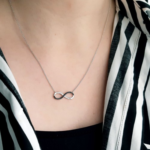 Λευκόχρυσο κολιέ άπειρο Κ14 με ζιργκόν