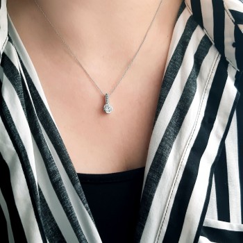 Λευκόχρυσο κολιέ Κ14 με ζιργκόν