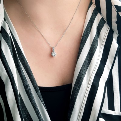 Λευκόχρυσο κολιέ Κ14 με ζιργκόν