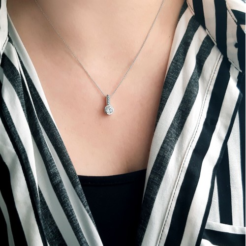 Λευκόχρυσο κολιέ Κ14 με ζιργκόν