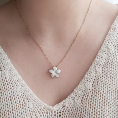 Ασημένιο επιχρυσωμένο κολιέ λουλούδι 925