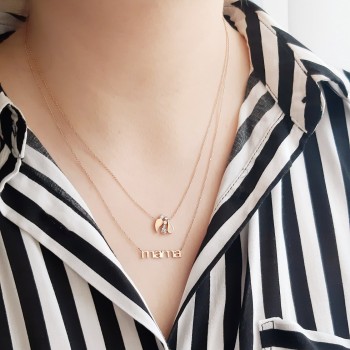 Κολιέ mama από ροζ χρυσό Κ14