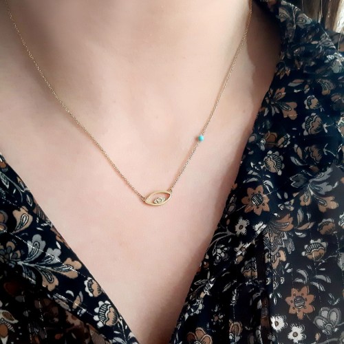 Χρυσό κολιέ μάτι Κ14