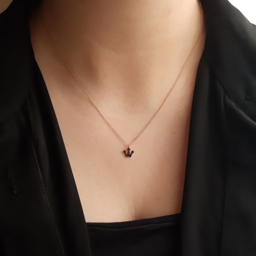 Κολιέ κορώνα από ροζ χρυσό Κ14