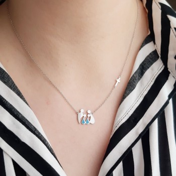 Κολιέ οικογένεια λευκόχρυσο Κ9