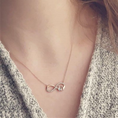 Κολιέ άπειρο οικογένεια από ροζ χρυσό Κ14