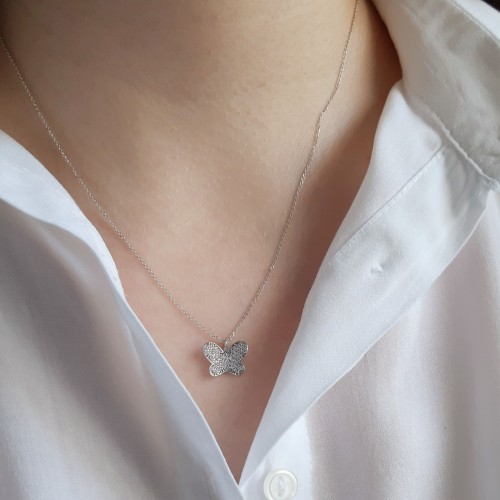 Λευκόχρυσο κολιέ Κ14 με ζιργκόν