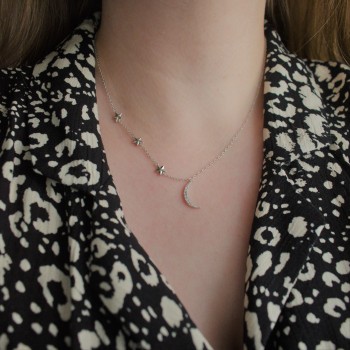 Ασημένιο κολιέ φεγγάρι 925