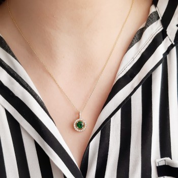 Κολιέ ροζέτα χρυσό Κ14 με ζιργκόν