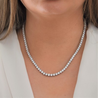 Ασημένιο κολιέ ριβιέρα 925 με ζιργκόν