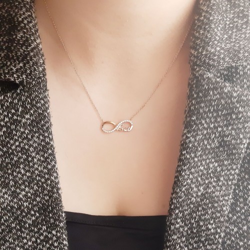 Κολιέ άπειρο love από ροζ χρυσό Κ14