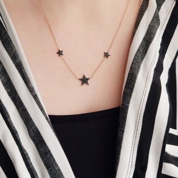 Κολιέ από ροζ χρυσό Κ14 με ζιργκόν