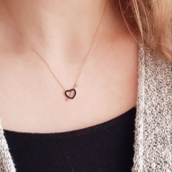 Κολιέ καρδιά από ροζ χρυσό Κ14