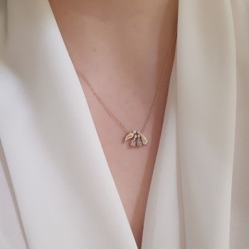 Ροζ χρυσό κολιέ οικογένεια Κ14 με ζιργκόν