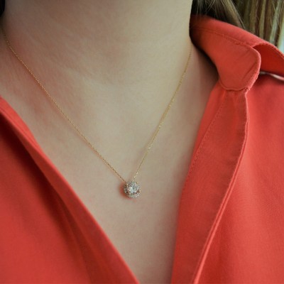 Χρυσό κολιέ ροζέτα Κ14