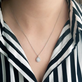 Λευκόχρυσο κολιέ σταγόνα Κ14