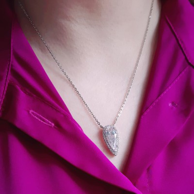 Ασημένιο κολιέ σταγόνα 925 με ζιργκόν