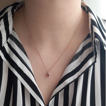 Κολιέ σταγόνα από ροζ χρυσό Κ14