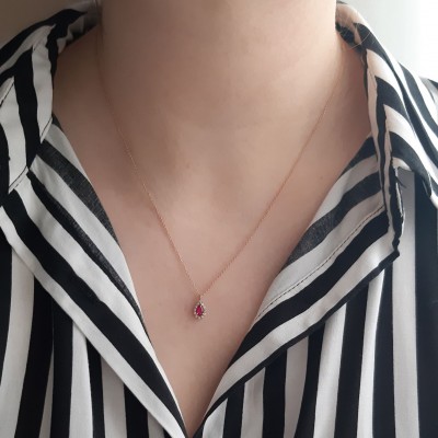 Κολιέ σταγόνα από ροζ χρυσό Κ14