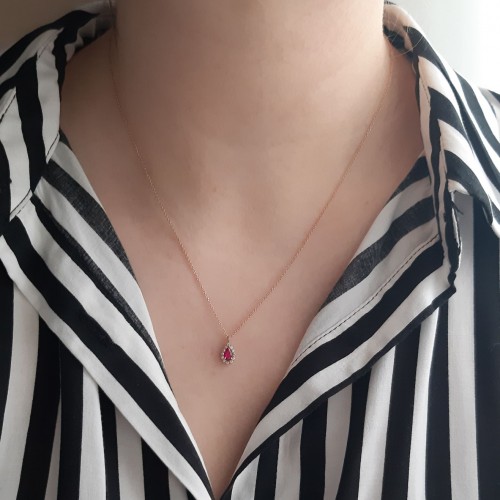 Κολιέ σταγόνα από ροζ χρυσό Κ14