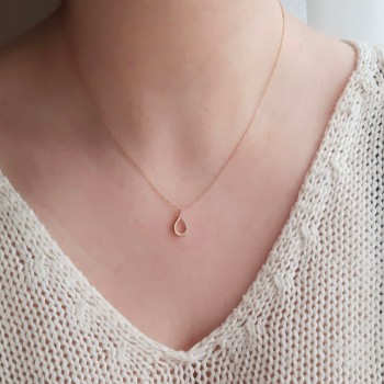 Ροζ χρυσό κολιέ σταγόνα Κ14 με ζιργκόν