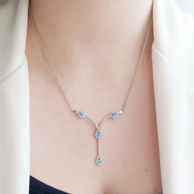 Λευκόχρυσο κολιέ Κ14 με ζιργκόν