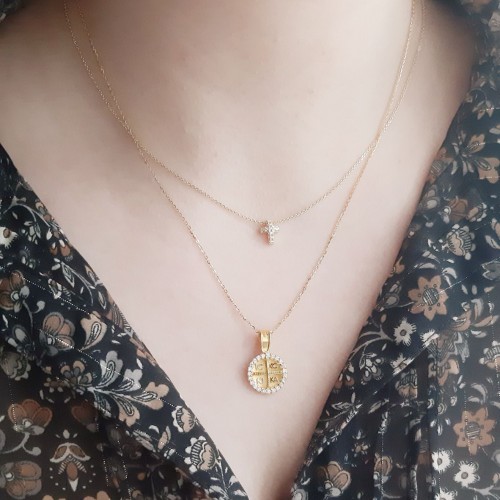 Χρυσό κολιέ Κ14 με σταυρουδάκι