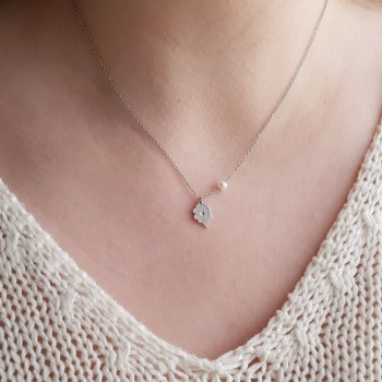 Λευκόχρυσο κολιέ τετράφυλλο τριφύλλι Κ14