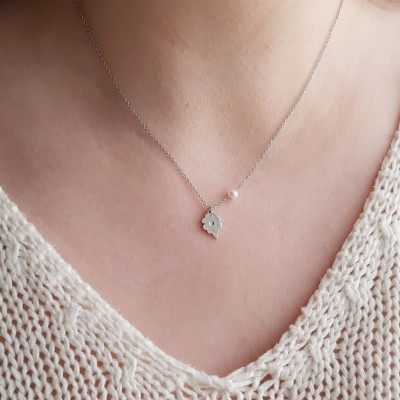 Λευκόχρυσο κολιέ τετράφυλλο τριφύλλι Κ14