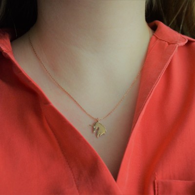 Ασημένιο κολιέ μονόκερος 925 σε ροζ χρώμα