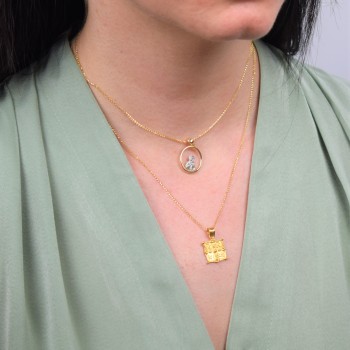 Χρυσό μασίφ κωνσταντινάτο φυλαχτό Κ14 με αλυσίδα