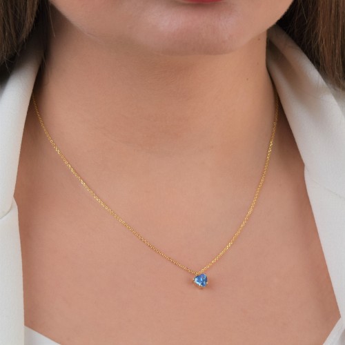 Χρυσό κολιέ καρδιά Κ14 με ζιργκόν