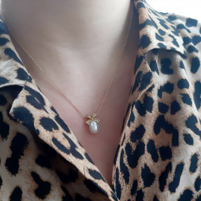 Χρυσό κολιέ Κ14 με μαργαριτάρι